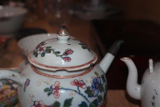 A late 18th century Chinese Imari small bowl, decorated with flowers, together with a group of assorted 18th century and later Chinese